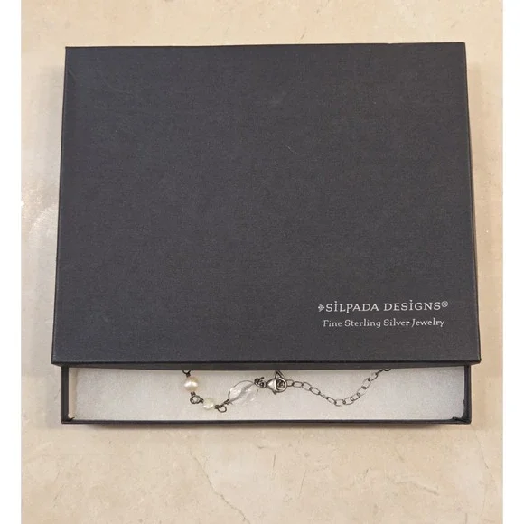 Vintage Silpada Sterling Silver Bead Freshwater Pearl Crystal Necklace Earrings - Picture 4 of 4